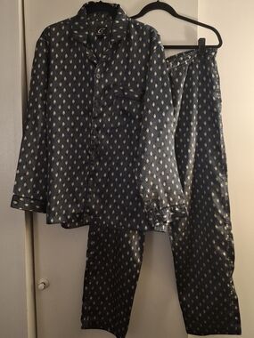 Claudio Nucci Men's Satin Navy Blue Printed Pajama Set